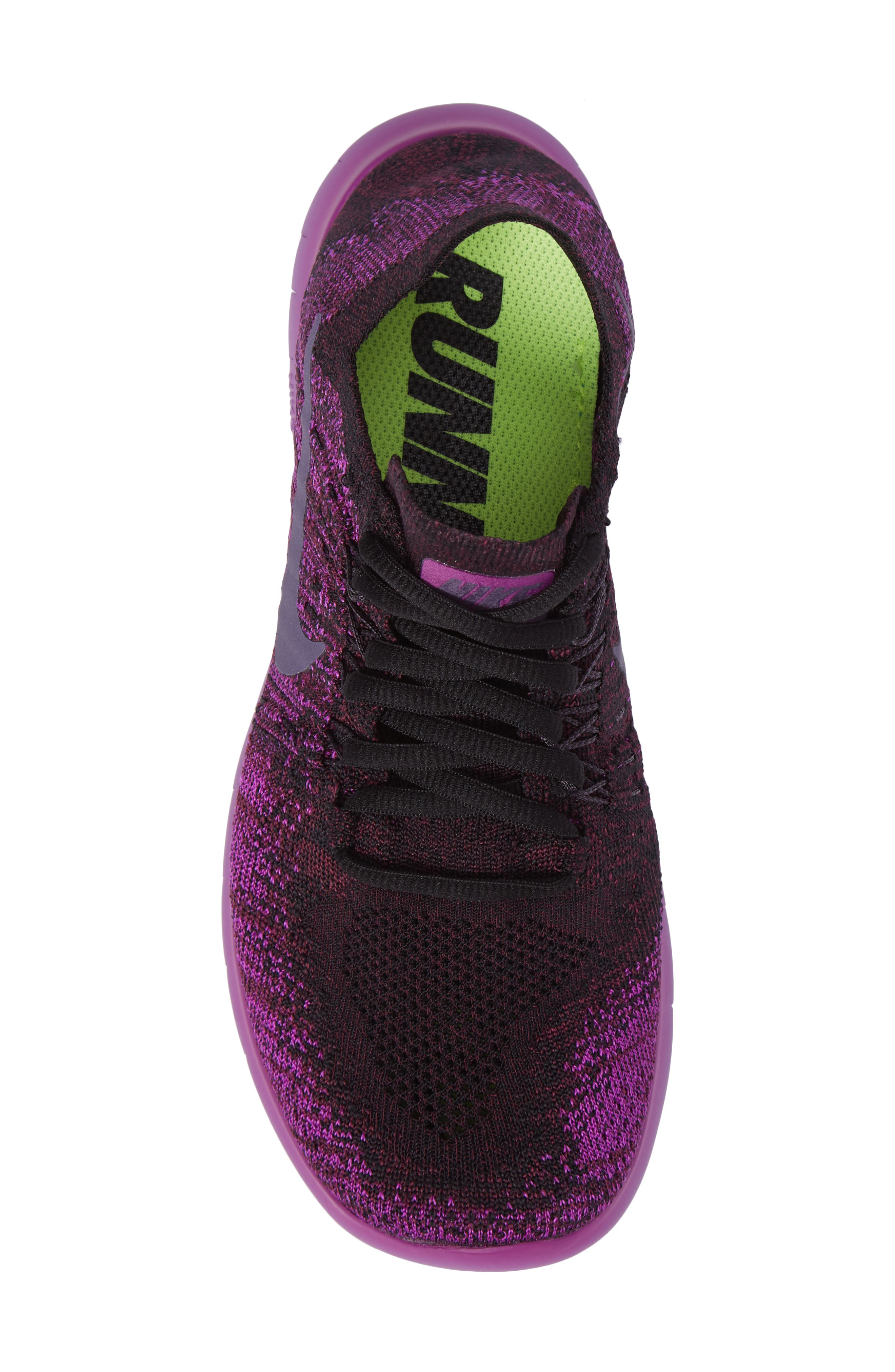 Free Run Flyknit 2 Running Shoe, Alternate, color, BLACK/ RAISIN/ PINK