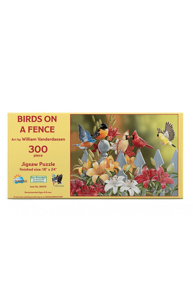 Birds on a Fence 300 piece Jigsaw Puzzle for Adults, Alternate, color, Multicolor