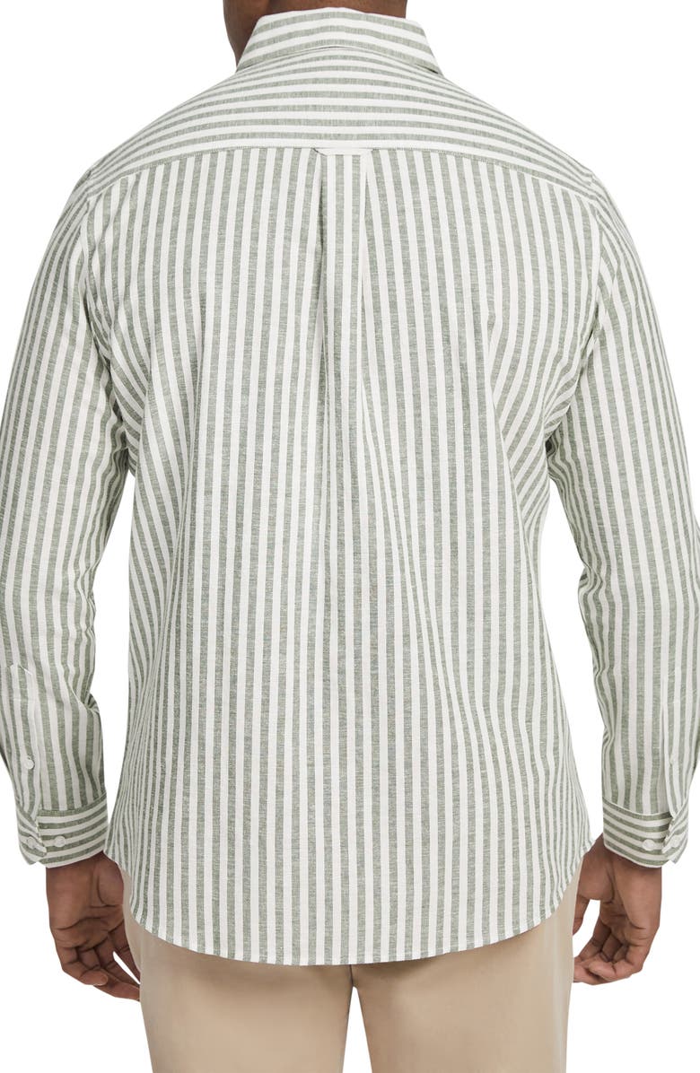 Johnny Bigg Holiday Stripe Cotton & Linen Button-Down Shirt, Alternate, color,