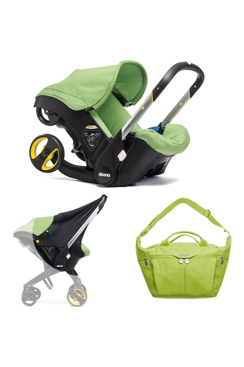 Convertible Infant Car Seat/Compact Stroller System, Sun Shade & All-Day Diaper Bag Bundle, Main, color, GREEN/ FRESH