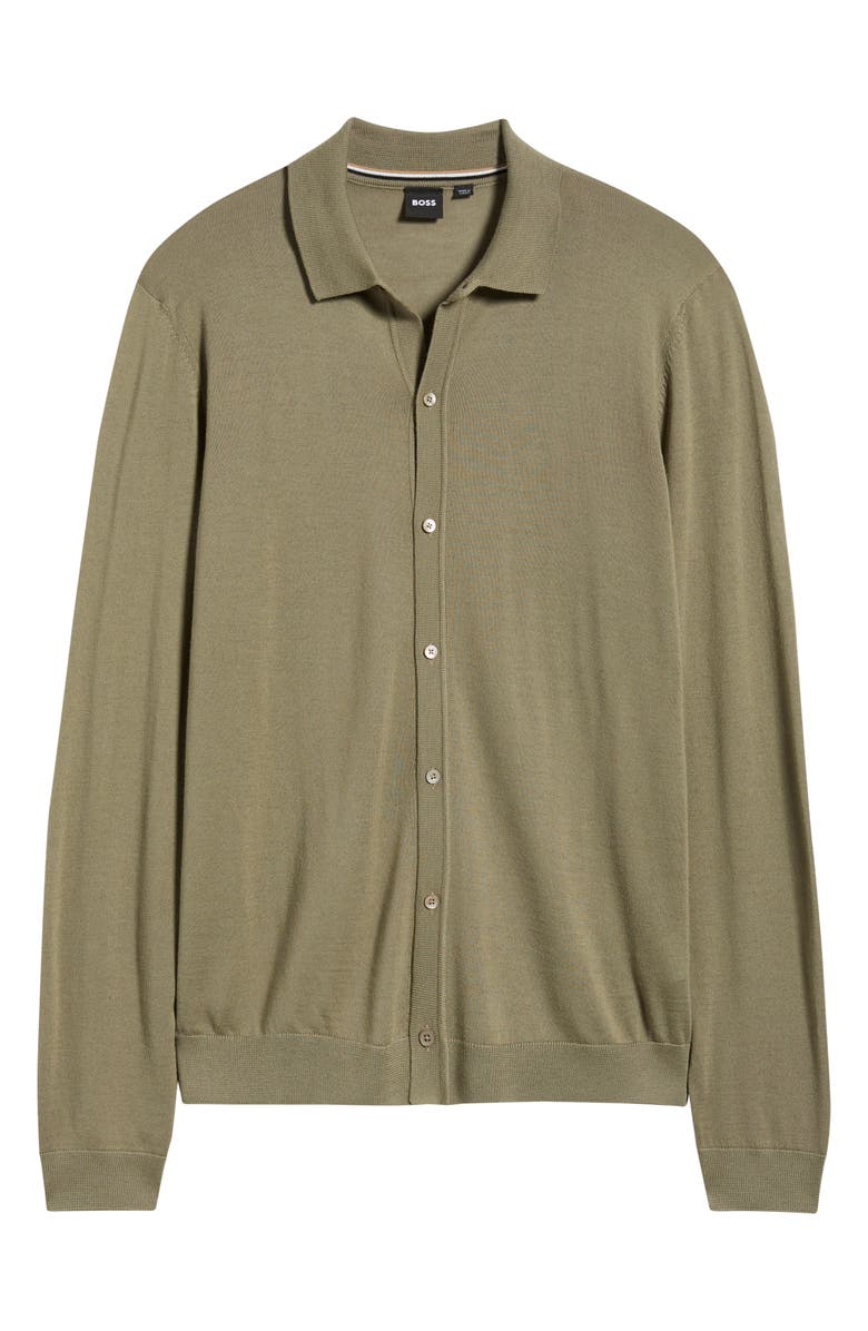 BOSS Helbert Wool Cardigan, Alternate, color, Green