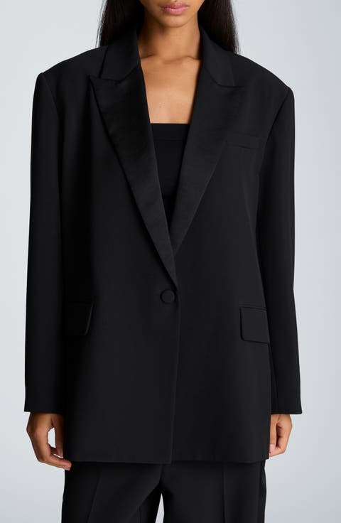 Contrast Peak Lapel Boyfriend Blazer