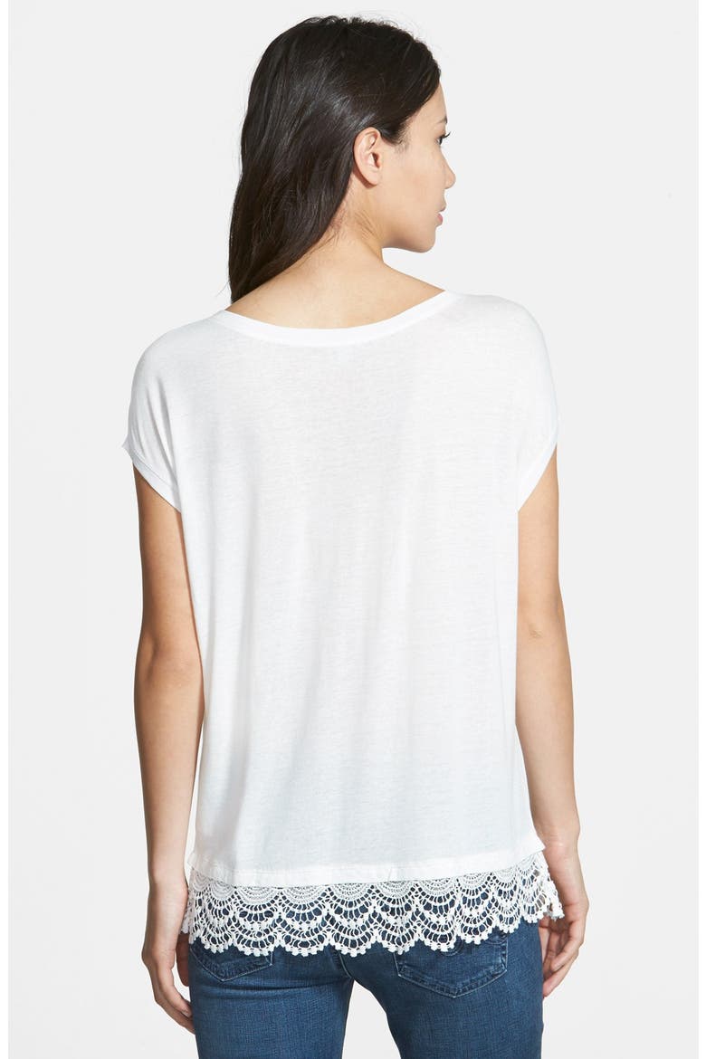 Lace Hem Knit Tee, Alternate, color, IVORY CLOUD