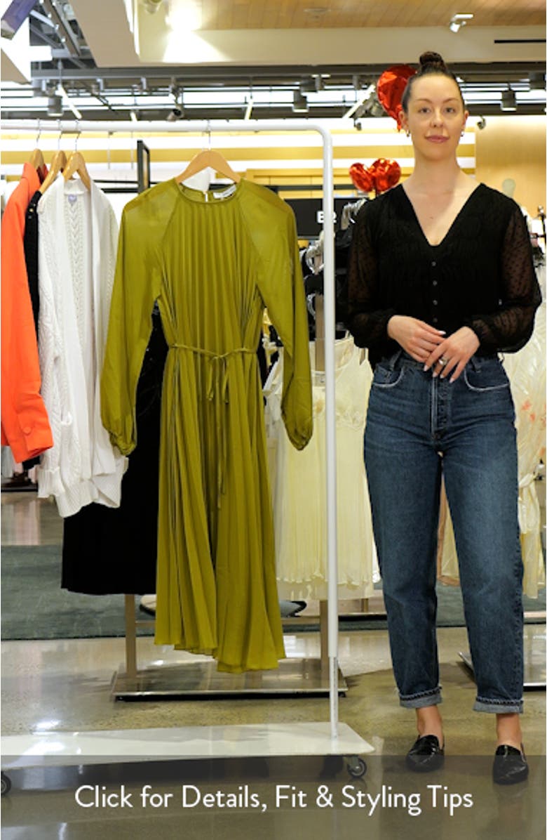 Pleated Long Sleeve Belted Dress, sales video thumbnail