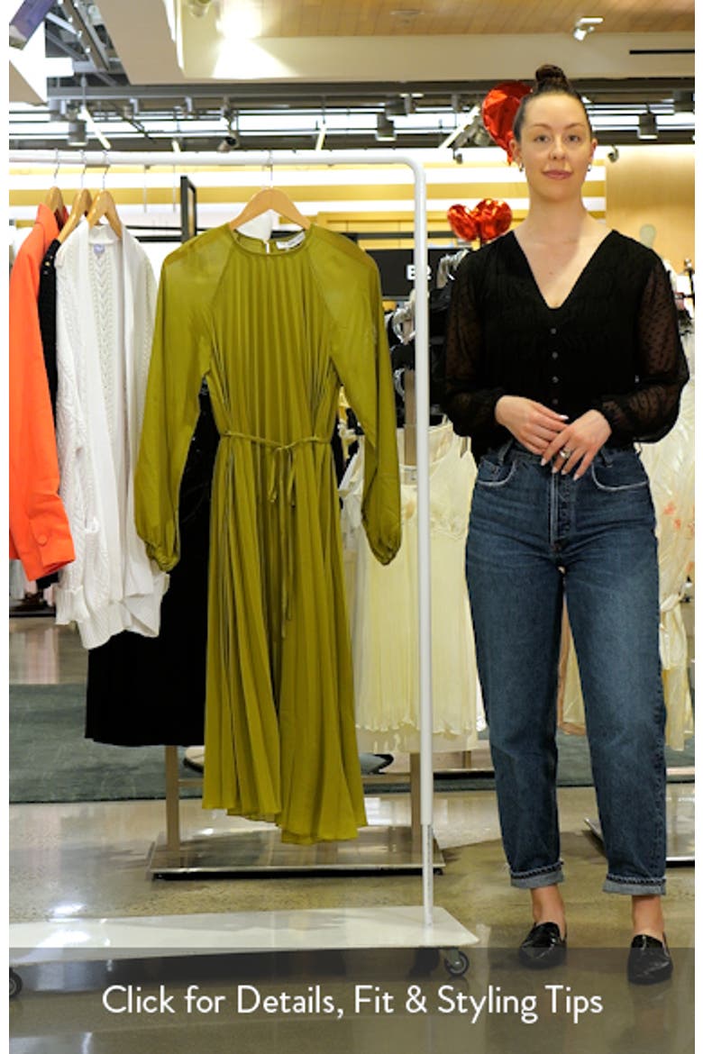 Pleated Long Sleeve Belted Dress video
