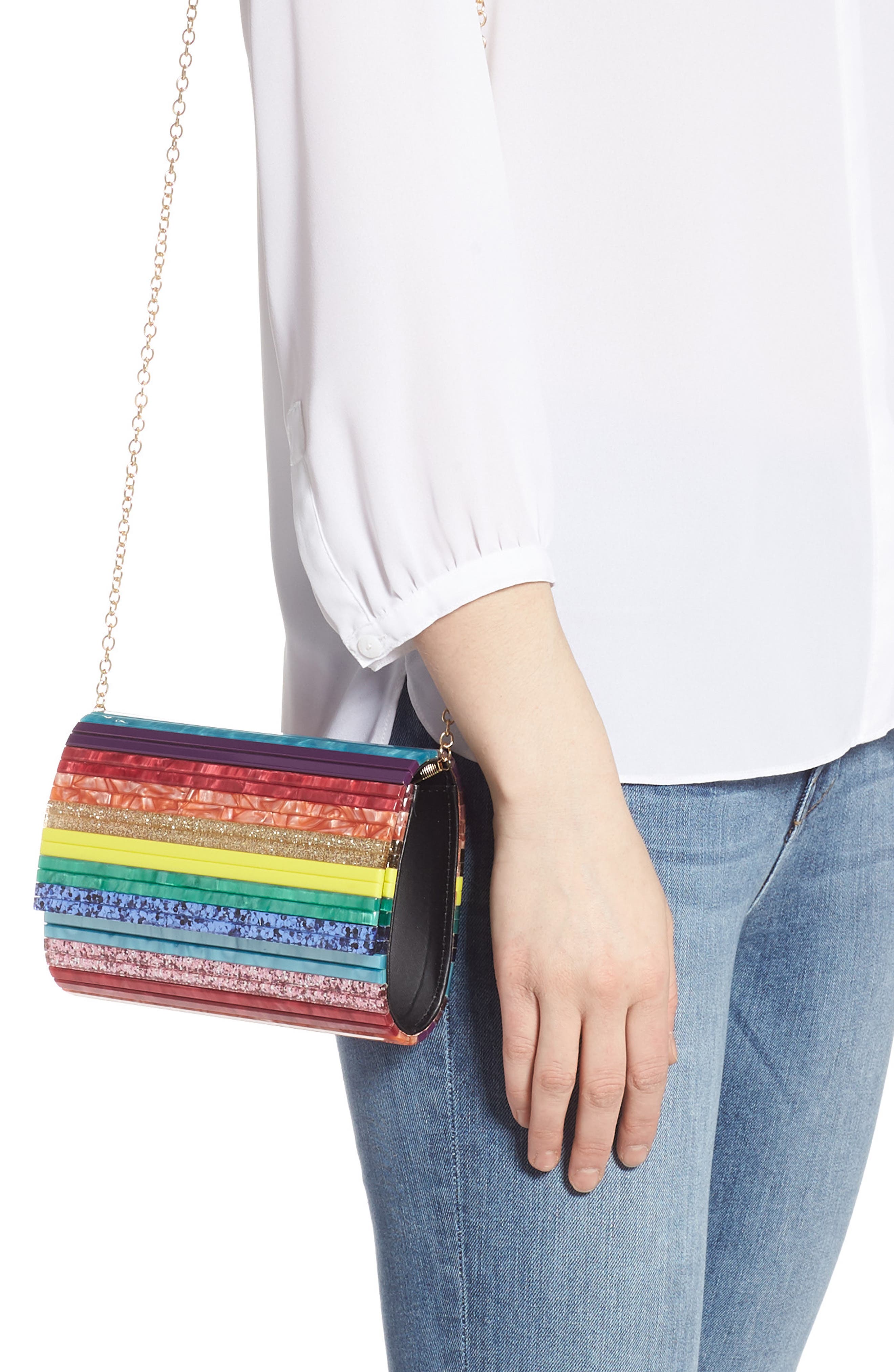 Kurt Geiger London Stripe Envelope Clutch, Alternate, color, 