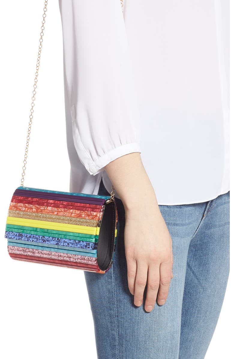 Kurt Geiger London Stripe Envelope Clutch, Alternate, color, Mult/ Other