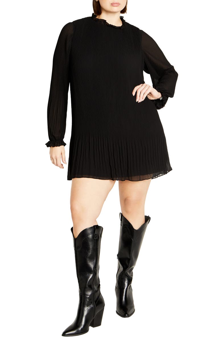 City Chic Frill Collar Pleat Dress, Main, color,