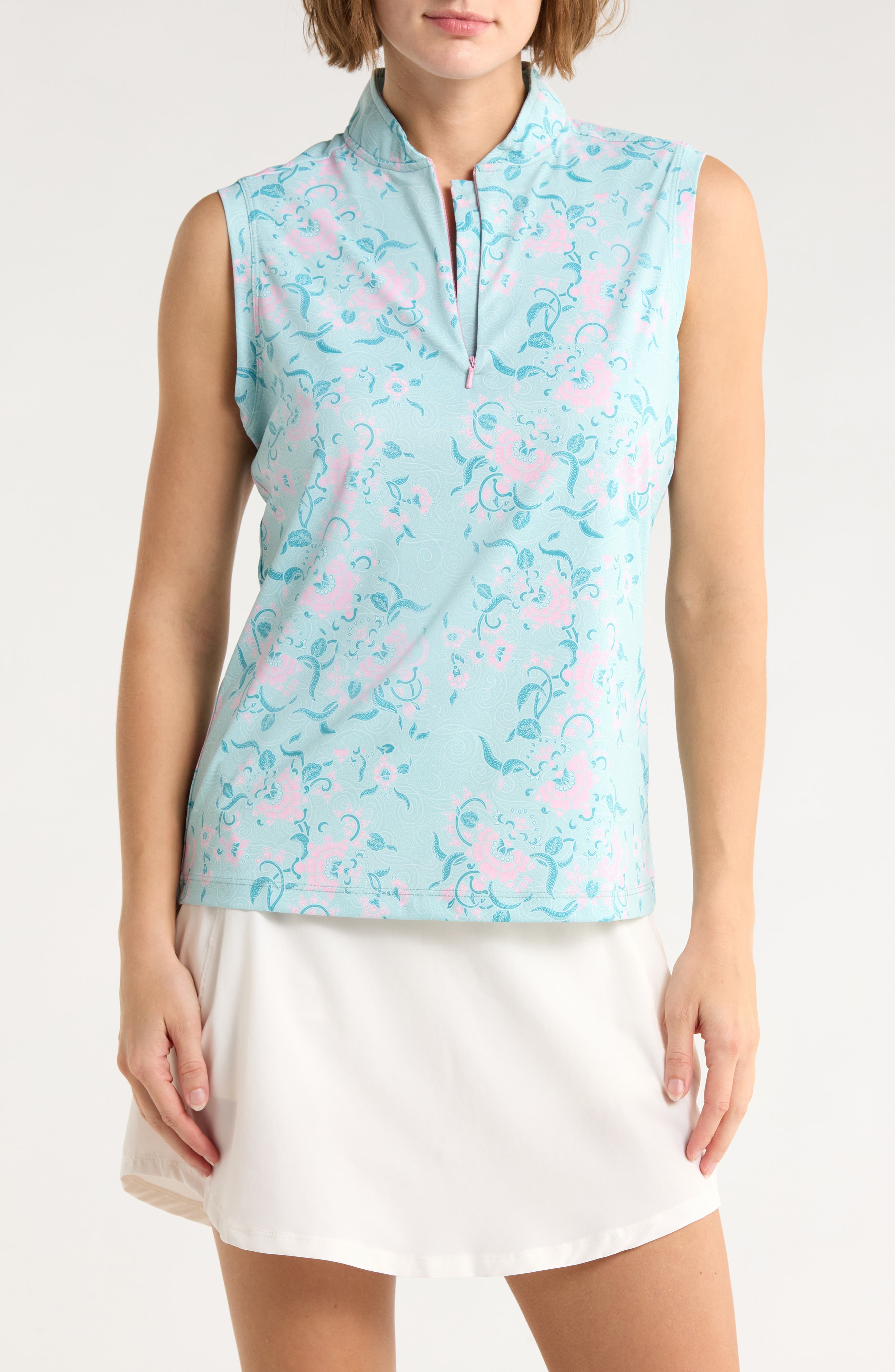 Swannies Colleen Sleeveless Half Zip Knit Polo