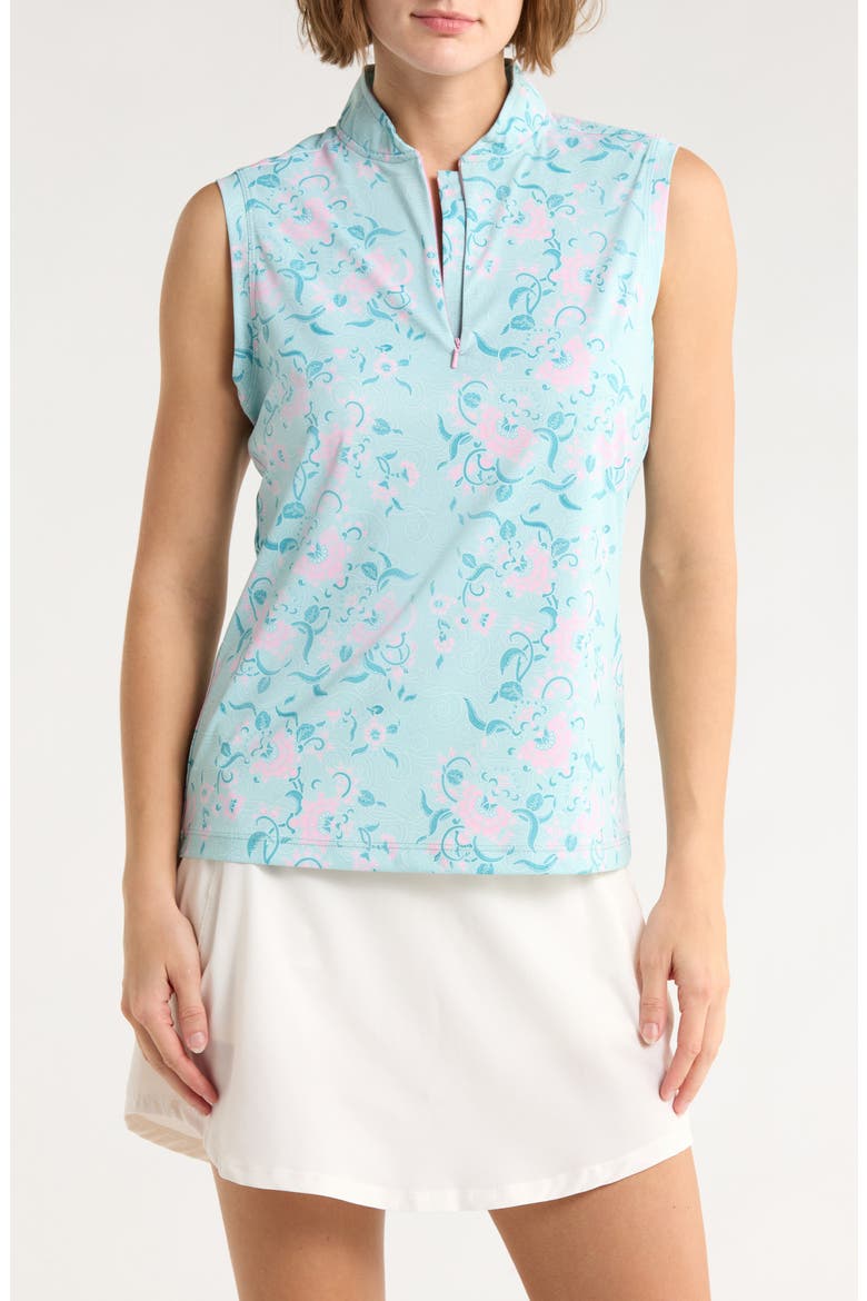 Colleen Sleeveless Half Zip Knit Polo, Main, color, SURF-SPRY