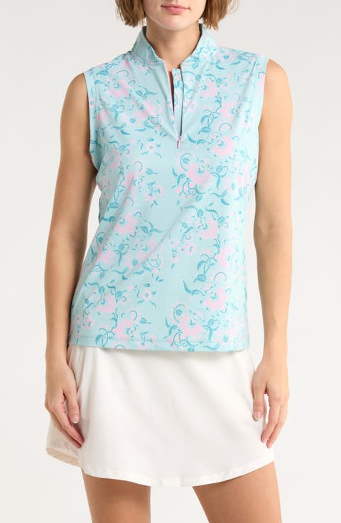 Colleen Sleeveless Half Zip Knit Polo