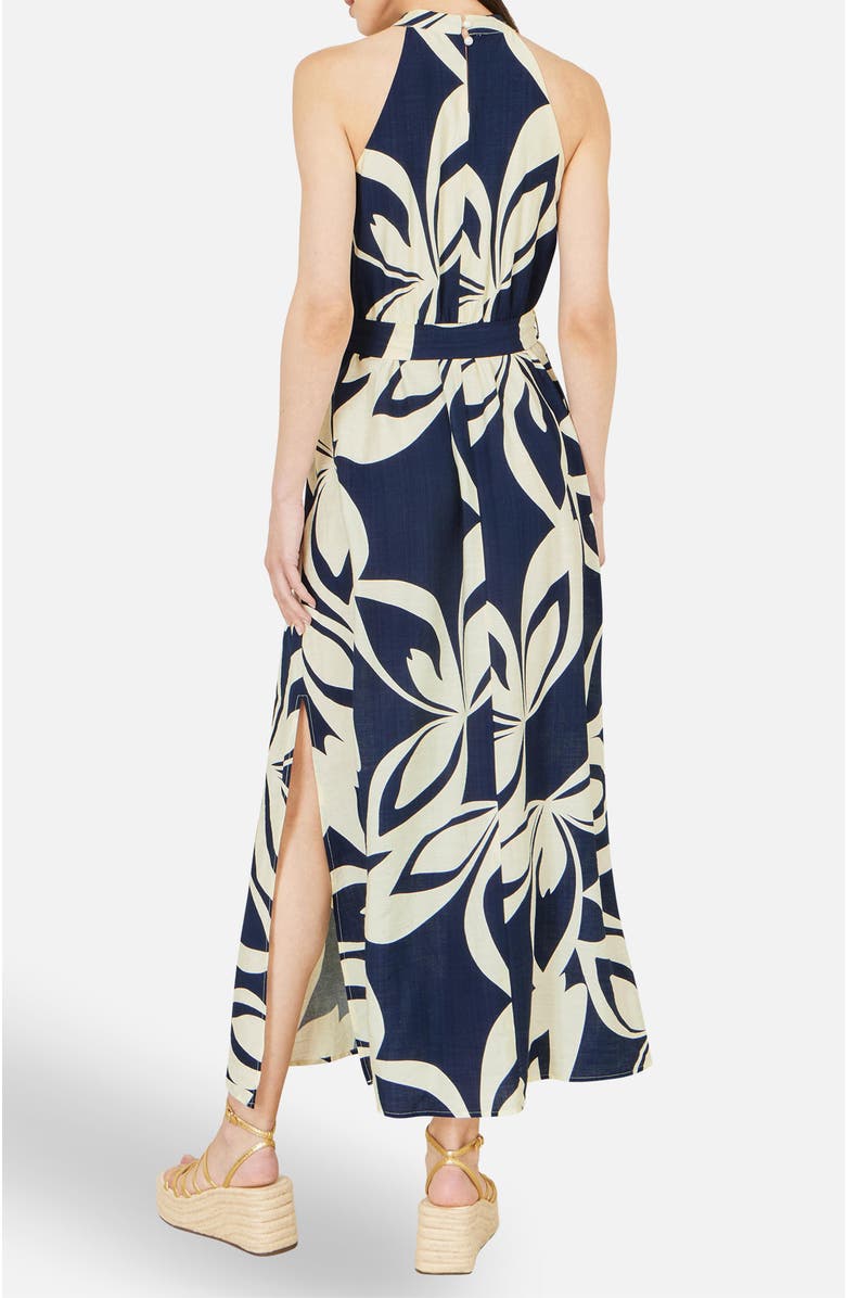 Yumi Geo Swirl Print Halter  Maxi Dress, Alternate, color, Navy