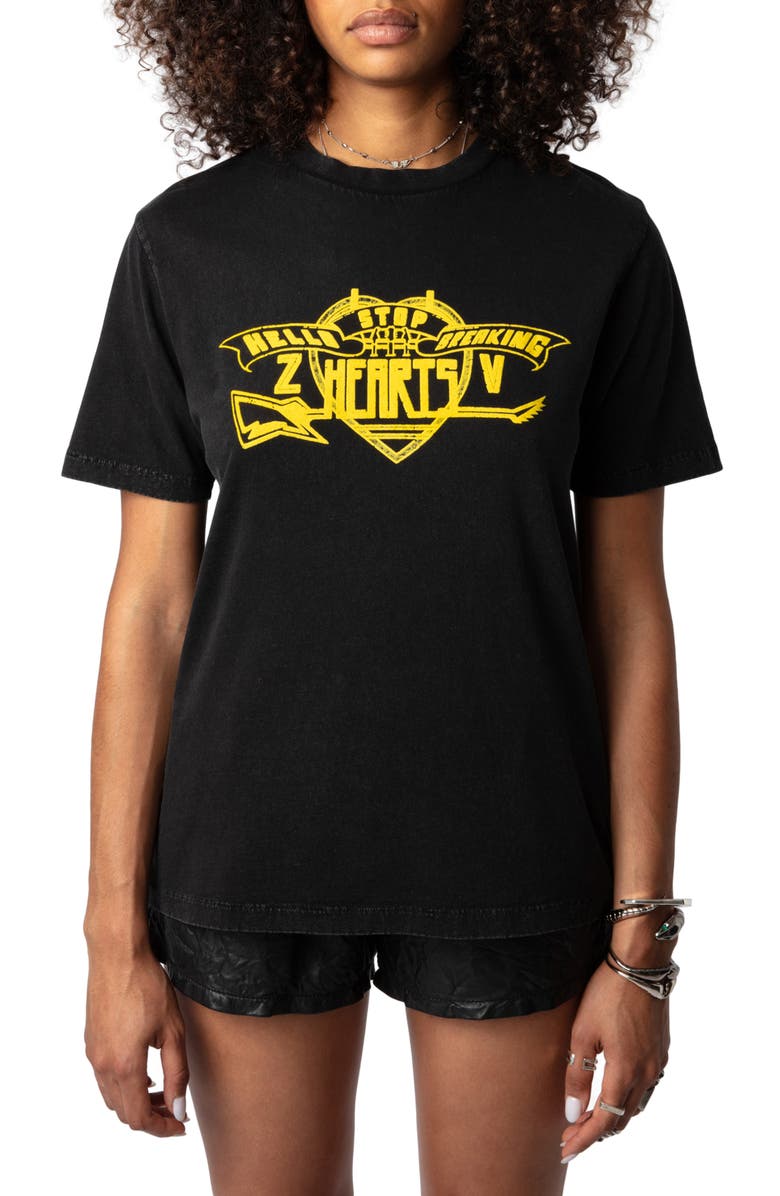 Zadig & Voltaire Edwin Co Hearts Graphic T-Shirt, Main, color, 
