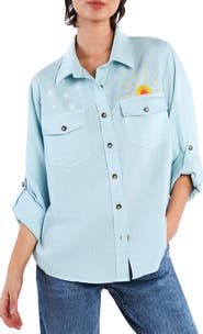 Billy T Hello Sunshine Embroidered Button-Up Shirt