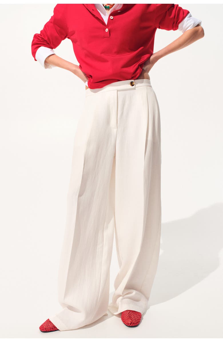 H&M Wide Tailored Trousers, Alternate, color, Ivory