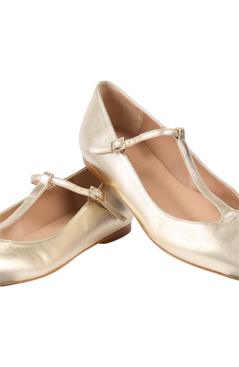 LK Bennett Drew T-Bar Pointed Toe Flat, Alternate, color, Gold