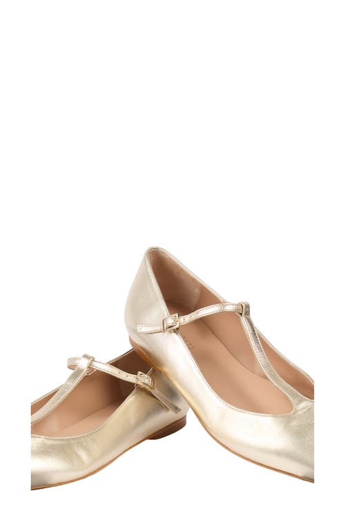 Lk Bennett Drew T-bar Pointed Toe Flat In Gold
