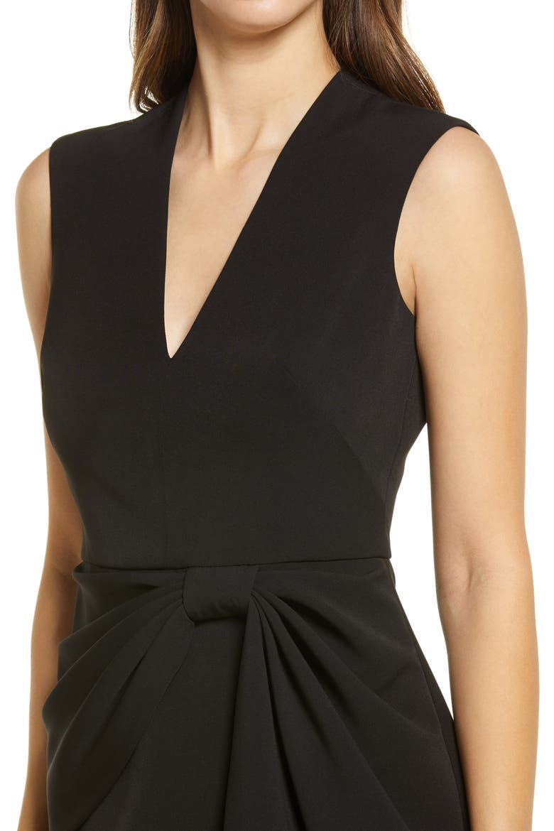 Knot Detail Sleeveless Sheath Cocktail Dress, Alternate, color, BLACK