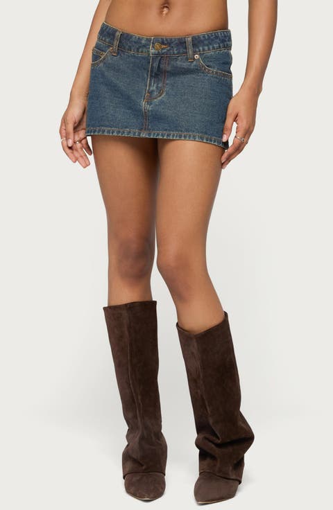 Dayla Low Rise Denim Micro Skort