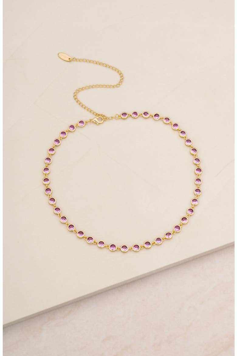 Cubic Zirconia Bezel Necklace, Alternate, color, PINK