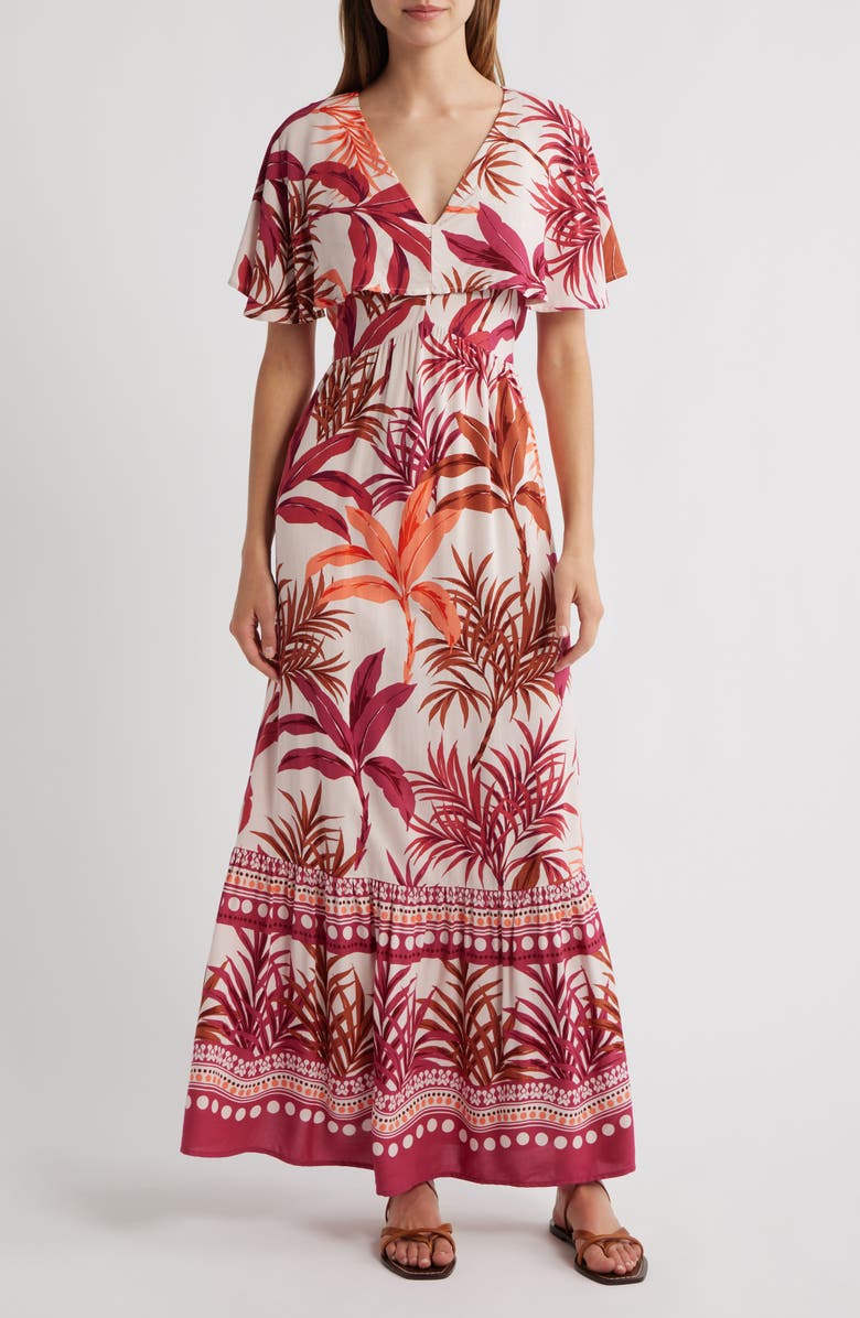 Lipsy Palm Print Maxi Dress, Main, color, Pink