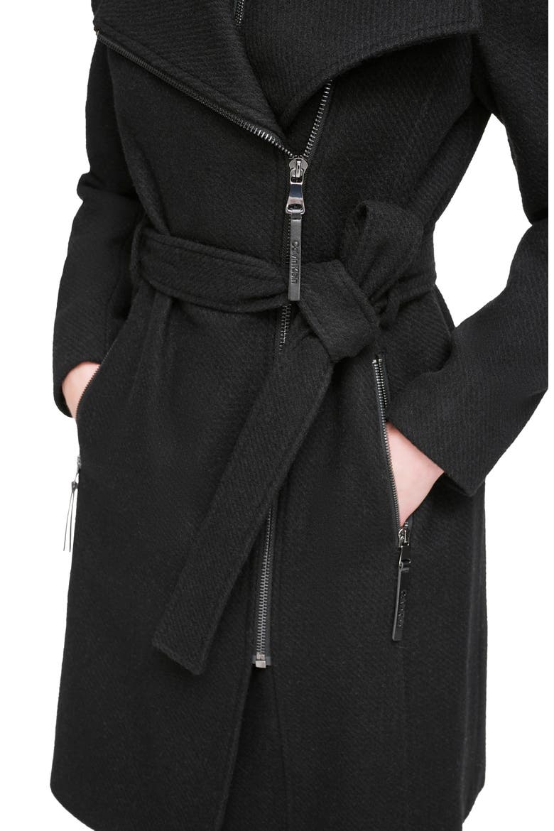 Angled Zip Twill Coat, Alternate, color, BLACK TWILL