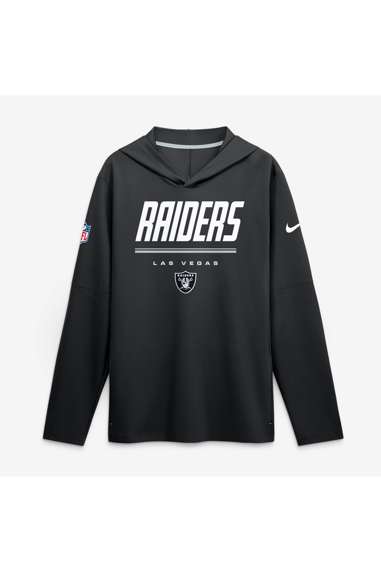 Men's Nike Black Las Vegas Raiders Sideline Game On Lightweight Long Sleeve Hooded Dri-FIT Top, Main, color, Black