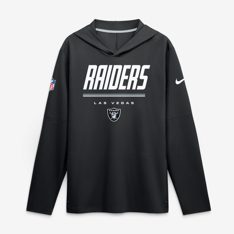 Men's Nike Black Las Vegas Raiders Sideline Game On Lightweight Long Sleeve Hooded Dri-FIT Top