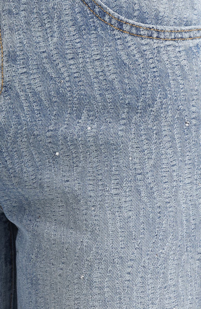 Bayeas Embellished Textured High Waist Wide Leg Jeans, Alternate, color, Cerulean