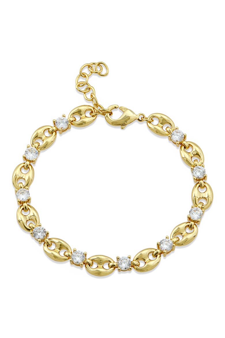Cubic Zirconia Mariner Link Chain Bracelet, Main, color, YELLOW