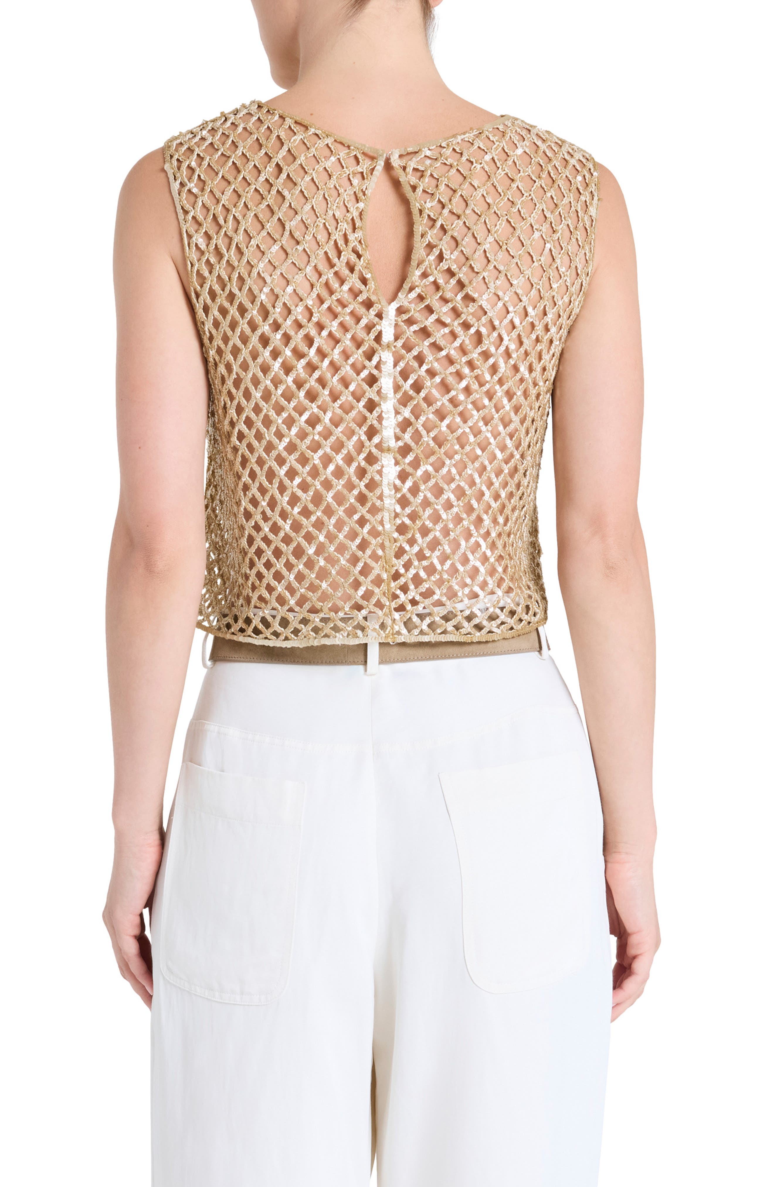 Sequined Open Stitch Muscle Tee - image 2