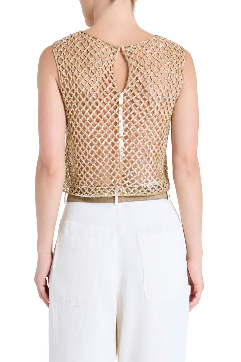 Sequined Open Stitch Muscle Tee, Alternate, color, OLIVE GREY