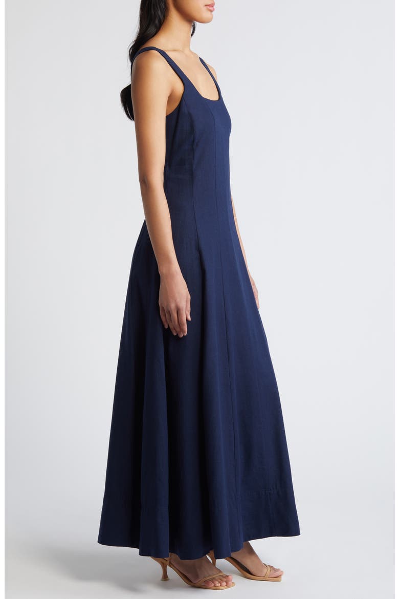 Linen Blend Maxi Dress, Alternate, color, CLASSIC NAVY
