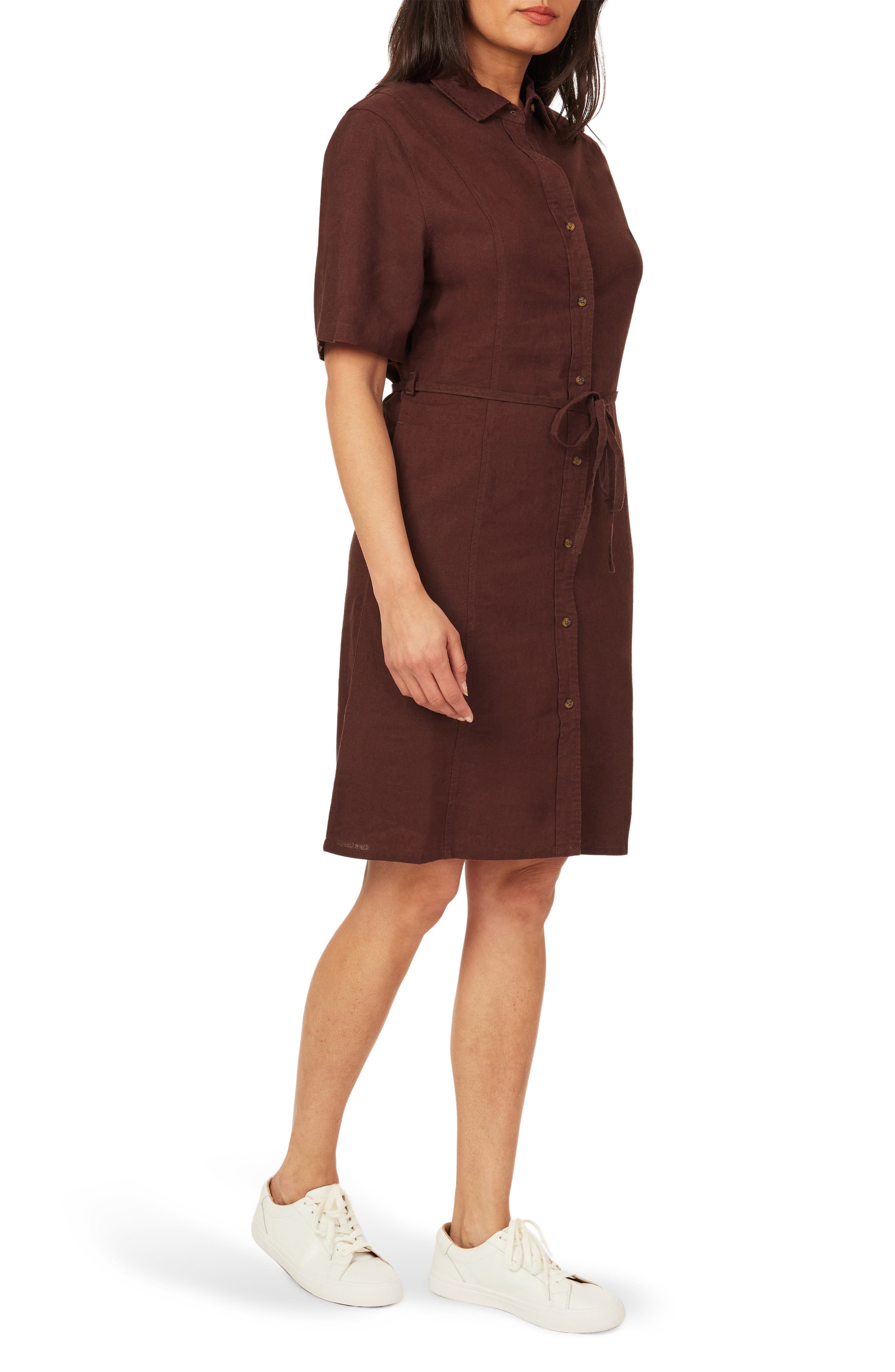 Scotch & Soda Short Sleeve Tie Linen Blend Shirtdress (Women ...