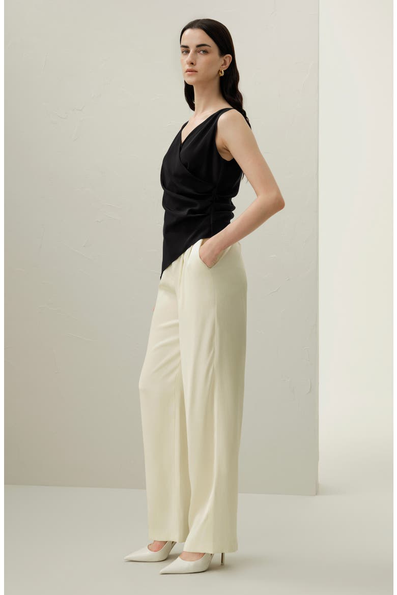 Women's Élise V-Neck Silk Top, Alternate, color, Black