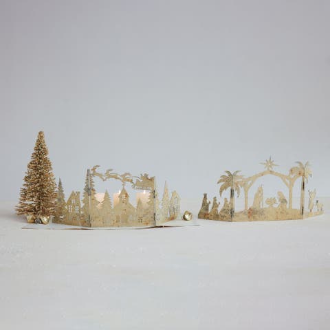 Distressed Iron Nativity Mantle Scene