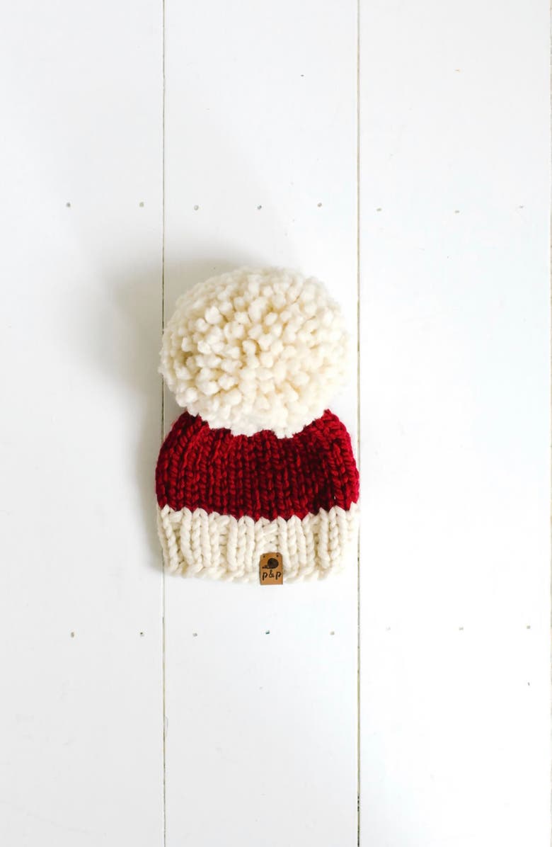 PINE + POPPY Holiday Design Pompom Hat, Alternate, color, 