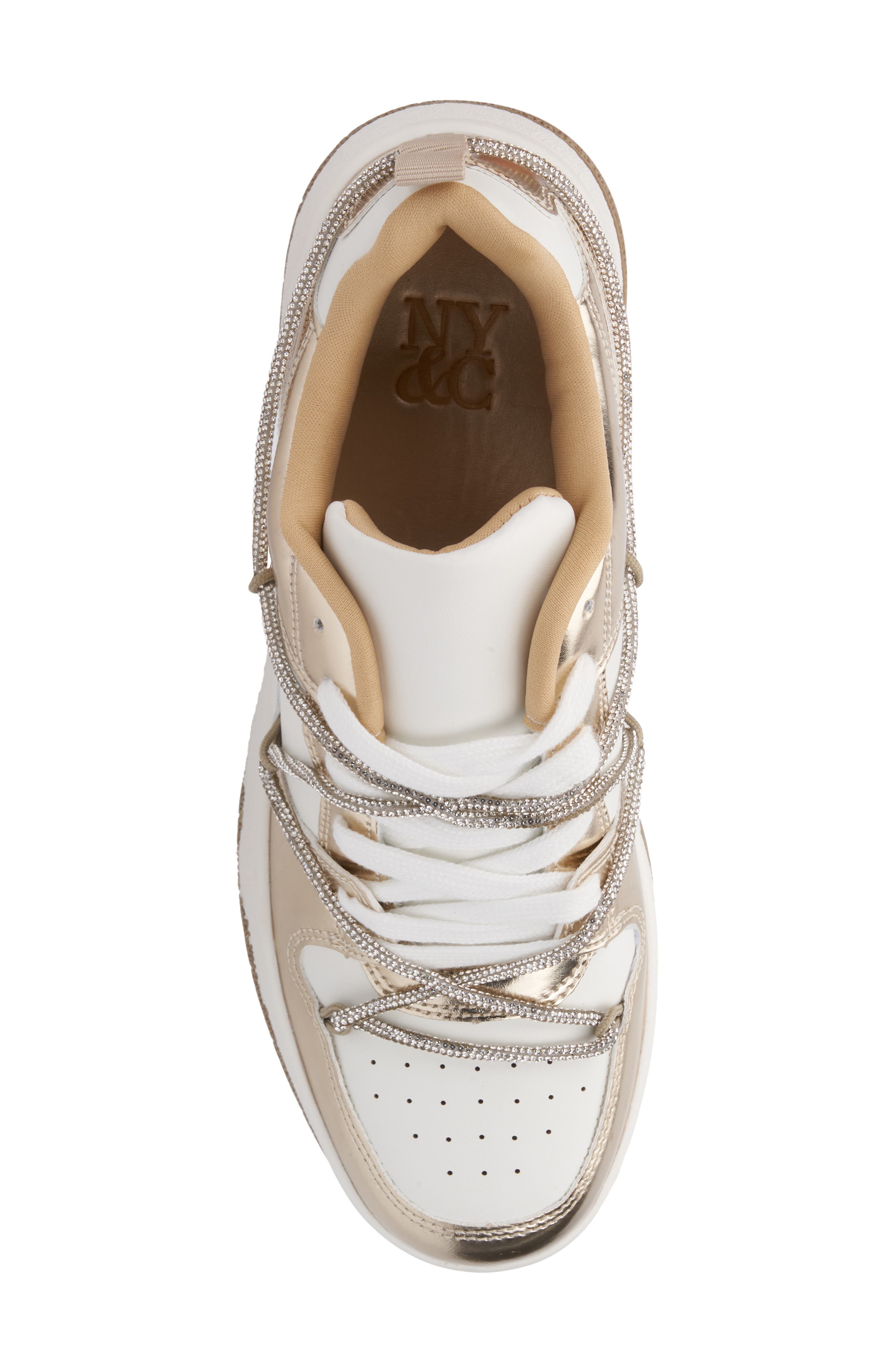 NEW YORK AND COMPANY Fable Metallic Sneaker, Alternate, color, Gold