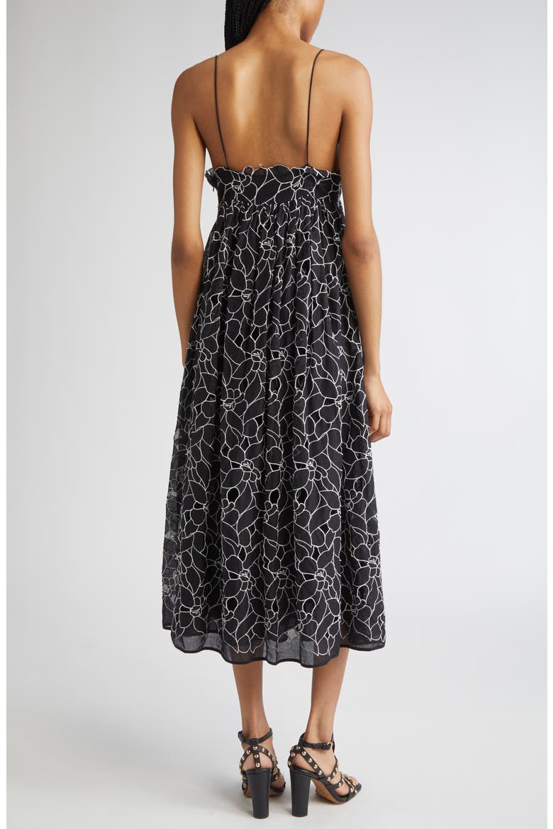 Marina Floral Embroidery Cotton Sundress, Alternate, color, NOIR
