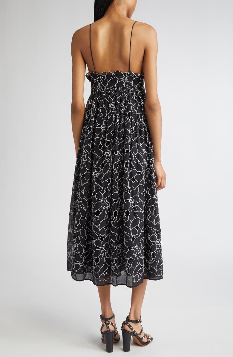Ulla Johnson Marina Floral Embroidery Cotton Sundress, Alternate, color, Noir