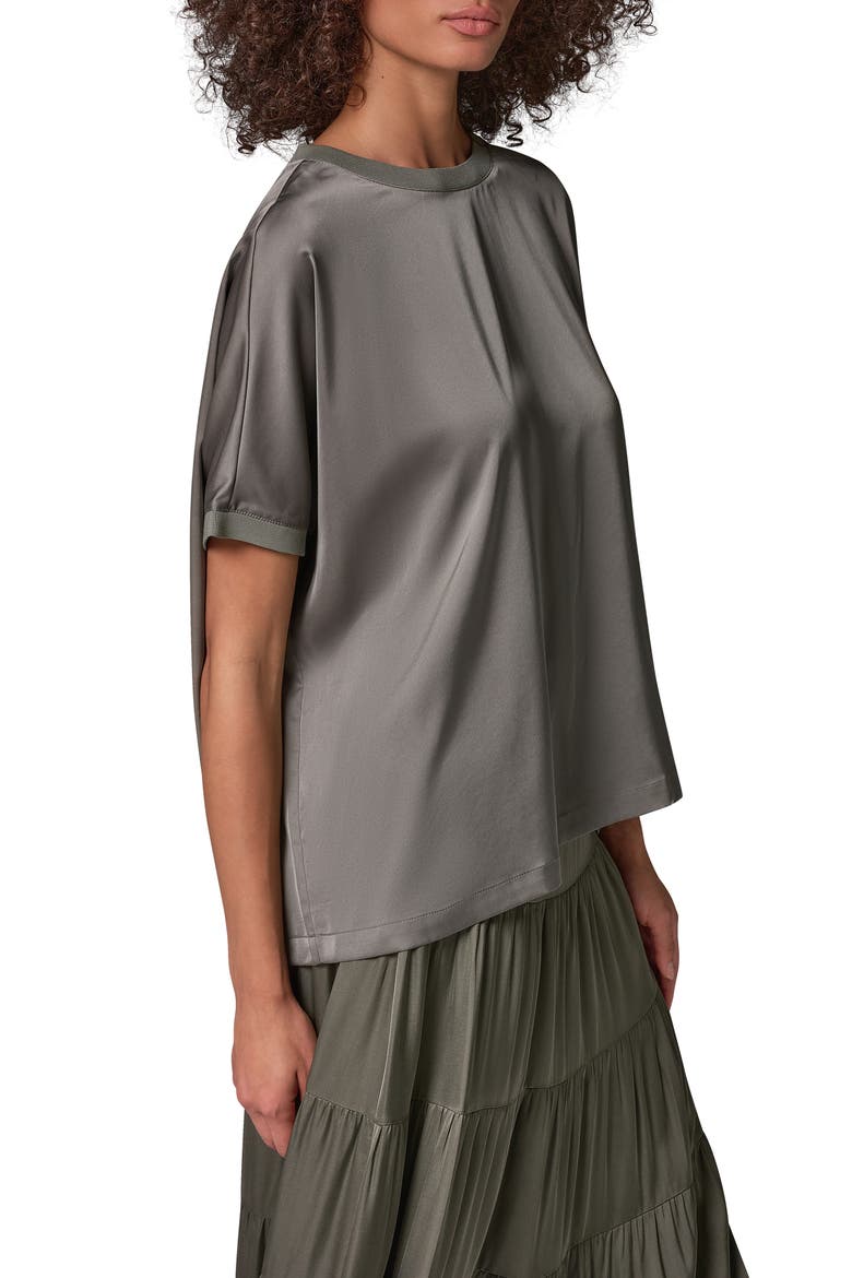 Satin Short Sleeve Top, Alternate, color, SAGE