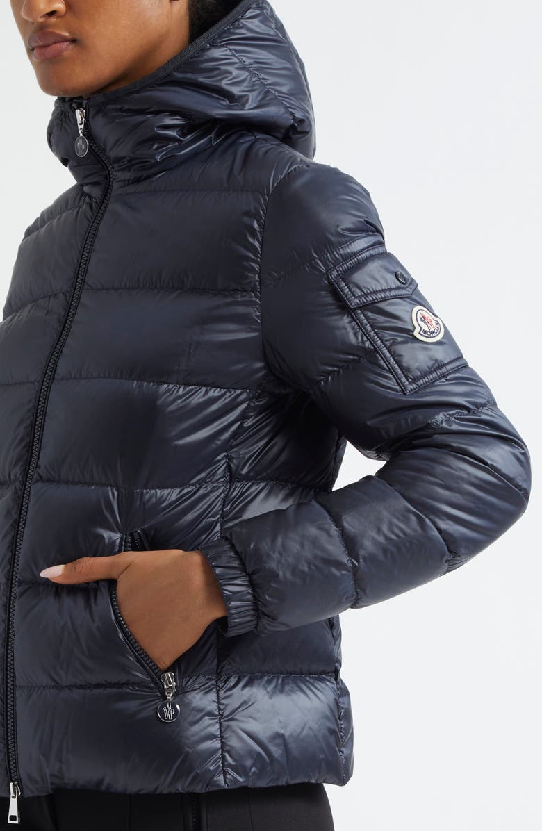 Moncler Gles Hooded Down Jacket, Alternate, color, Navy