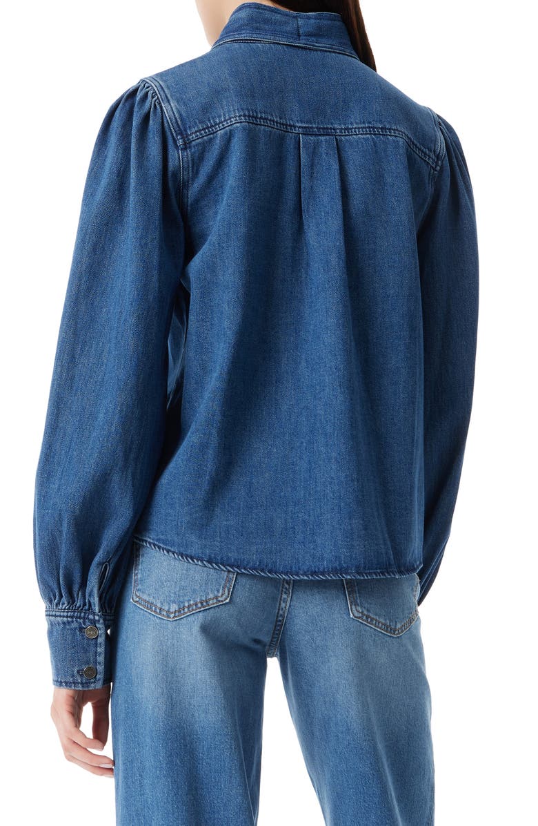 Robert Rodriguez Rosemary Tie Bow Denim Blouse, Alternate, color, Waterfall