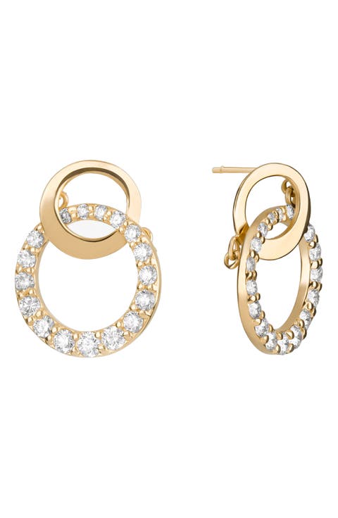 14K Gold Diamond Pavé Double Circle Earrings