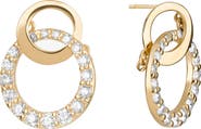 LANA 14K Gold Diamond Pavé Double Circle Earrings