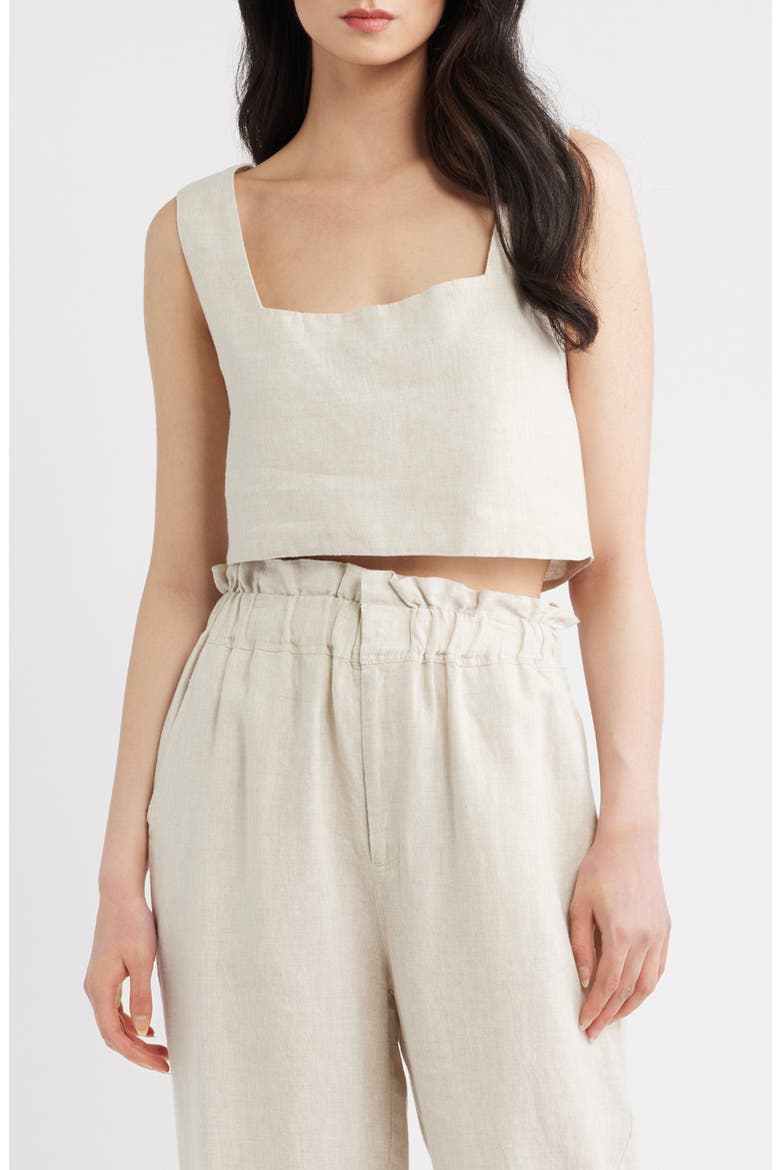 Christal Crop Linen Tank, Main, color, LINEN