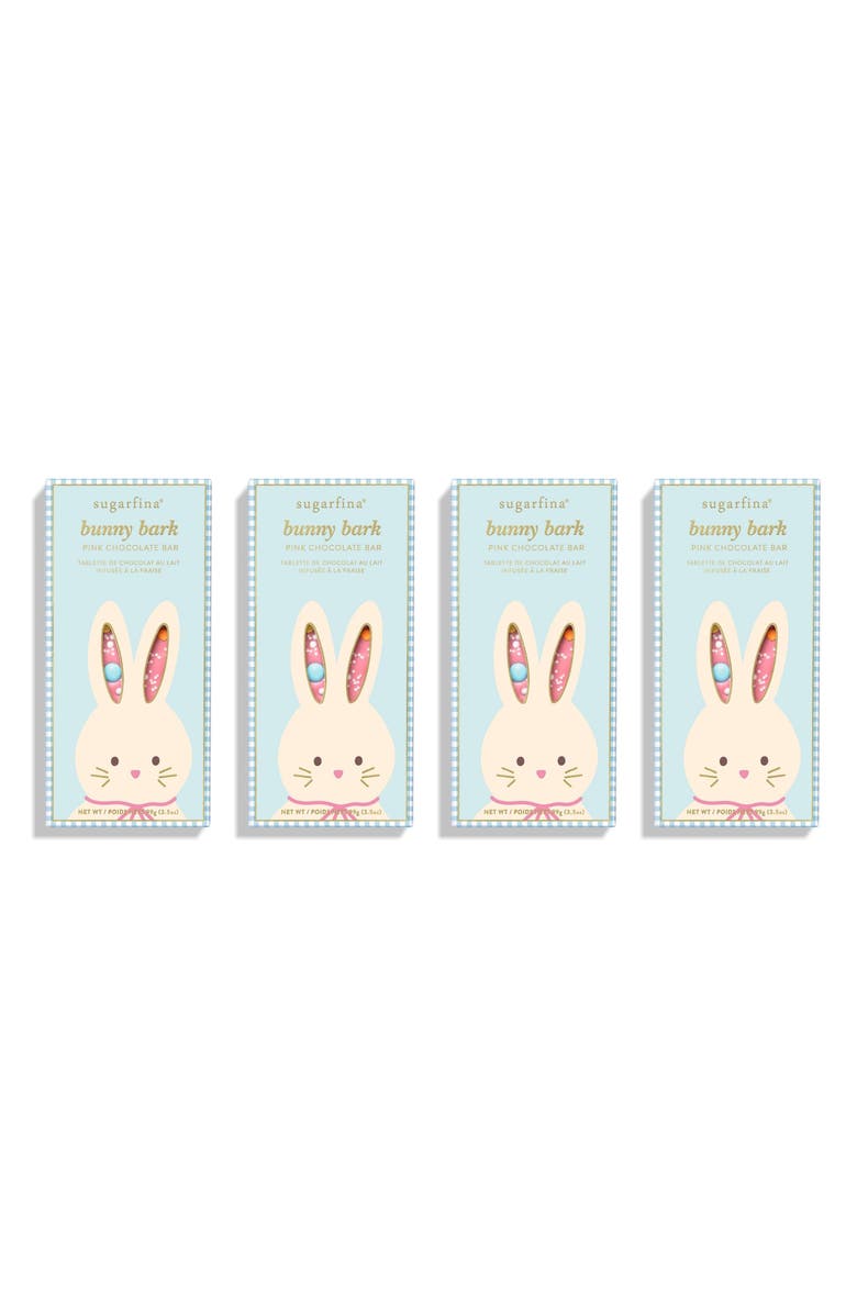 sugarfina Bunny Bark Set of 4 Pink Chocolate Bars, Main, color, 
