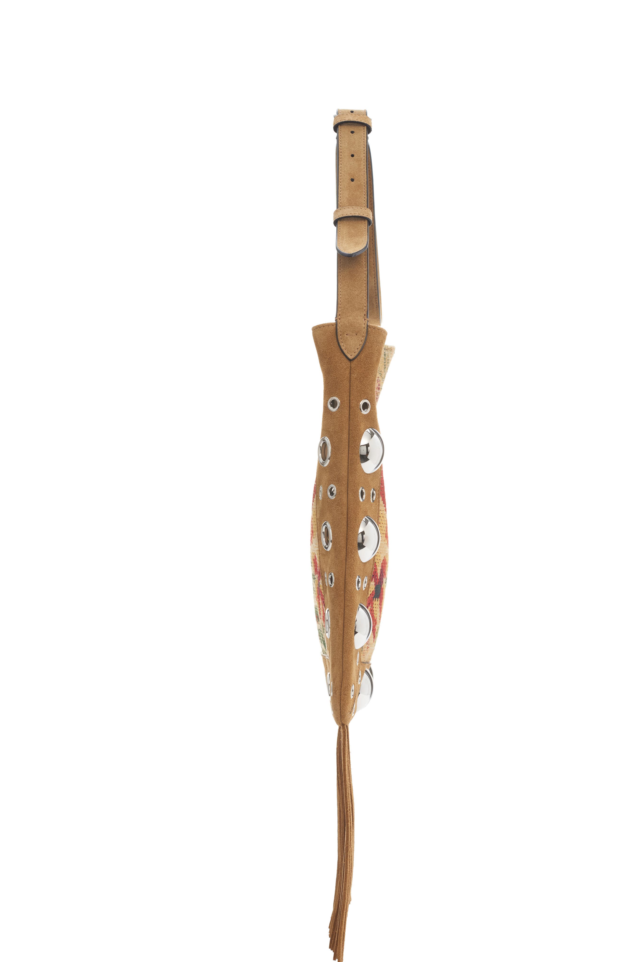 Valentino Garavani Nellcôte Embroidered Fringe Stud Crossbody Bag, Alternate, color, Brown Multi