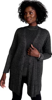 Jessica London Ribbed Midi Cardigan