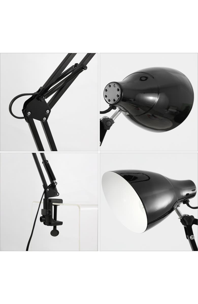 JONATHAN Y Odile Classic Industrial Adjustable Articulated Clamp-On LED Task Lamp, Alternate, color, Black